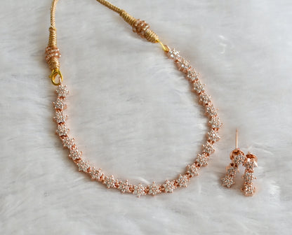 Rose gold tone cz white nakshatra necklace set dj-46617