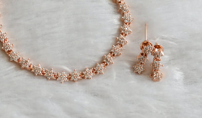 Rose gold tone cz white nakshatra necklace set dj-46617