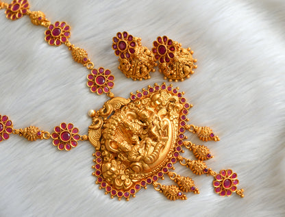 Matte finish ruby big Vishnu pendant haar set dj-13704