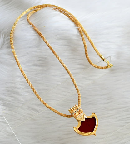 Gold tone kerala style 24 inches chain with red-white mango pendant dj-44929