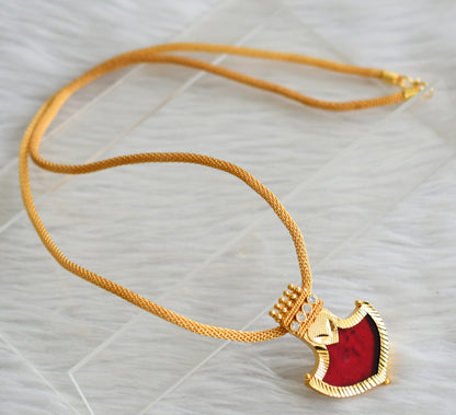 Gold tone kerala style 24 inches chain with red-white mango pendant dj-44929