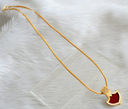Gold tone kerala style 24 inches chain with red-white mango pendant dj-44929