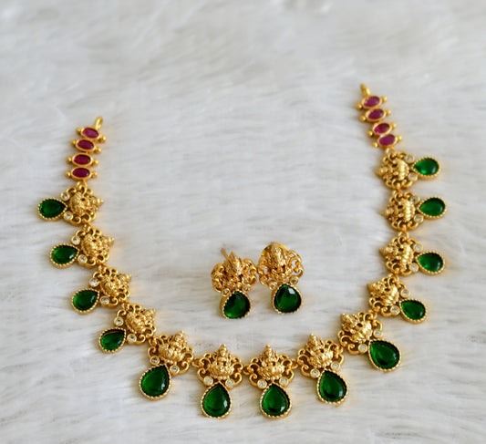 Matte finish kemp-green lakshmi necklace dj-48336