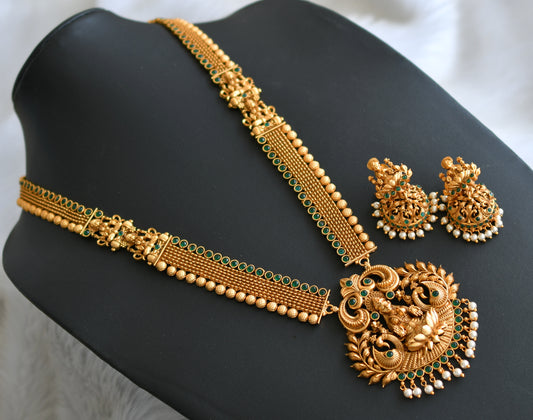 Matte finish green pearl Lakshmi haar set dj-21187