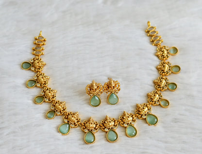 Matte finish sea green lakshmi necklace set dj-48341