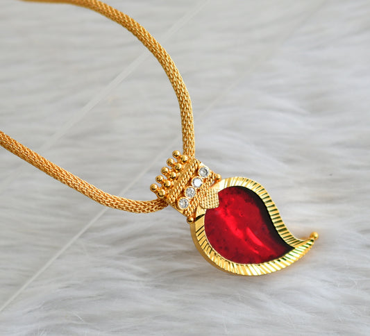 Gold tone kerala style 24 inches chain with red-white mango pendant dj-44925