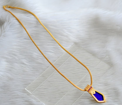 Gold tone kerala style 24 inches chain with blue-pink nagapadam pendant dj-44931