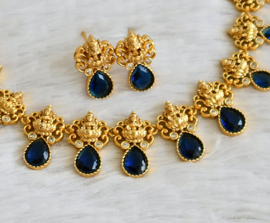 Matte blue lakshmi necklace set dj-48340