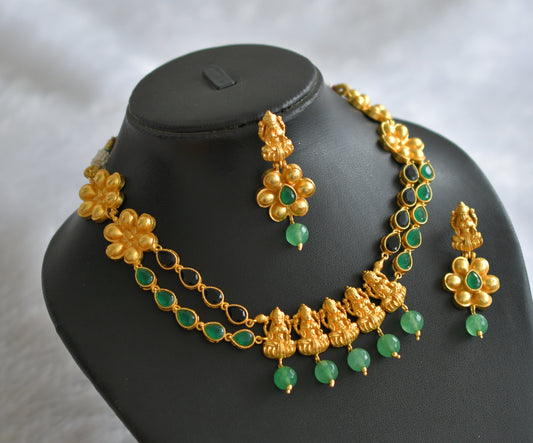 Matte green-black lakshmi necklace set dj-46629