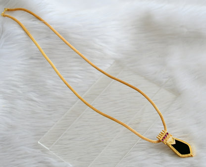 Gold tone kerala style 24 inches chain with green-pink nagapadam pendant dj-44932