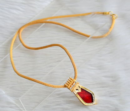 Gold tone kerala style 24 inches chain with red-white nagapadam pendant dj-44933