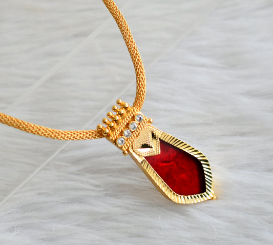 Gold tone kerala style 24 inches chain with red-white nagapadam pendant dj-44933