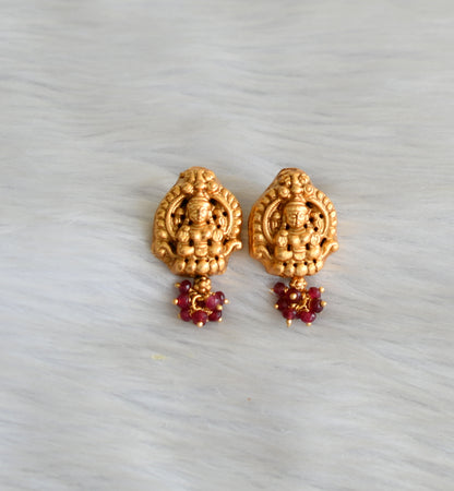 Matte finish ruby agate beaded Lakshmi haar set dj-20433