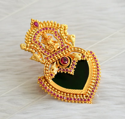 Gold tone kerala style pink-green big lakshmi palakka pendant dj-44945