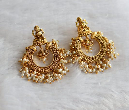 Antique gold tone pearl cluster lakshmi bali earrings dj-46632