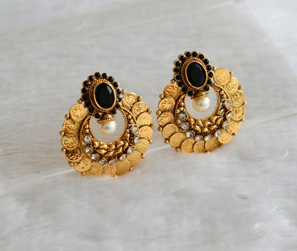 Antique black-white lakshmi coin bali earrings dj-46633