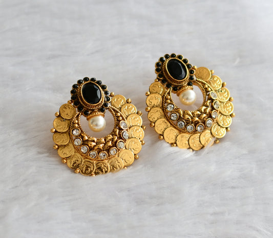Antique black-white lakshmi coin bali earrings dj-46633