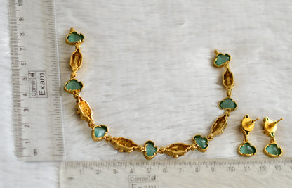 Antique gold tone sea green necklace set dj-48358