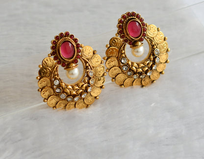 Antique kemp-white lakshmi coin bali earrings dj-46634