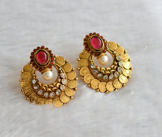 Antique kemp-white lakshmi coin bali earrings dj-46634
