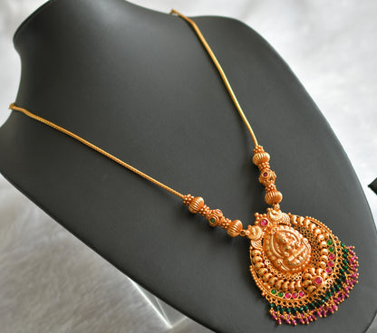 Gheru finish pink-green cluster lakshmi mango necklace dj-46642