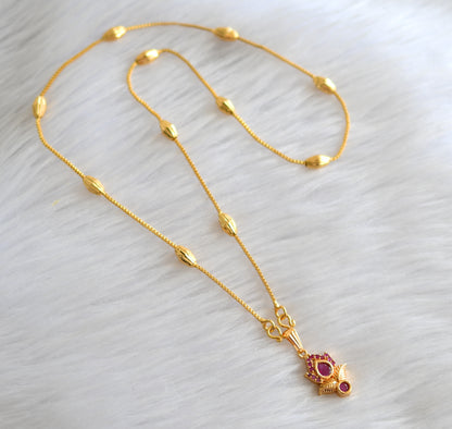 Gold tone 18 inches chain with ruby stone pendant dj-43413