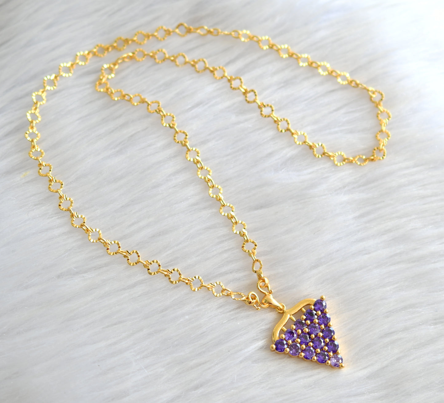 Gold tone 18 inches chain with purple grape pendant dj-43414
