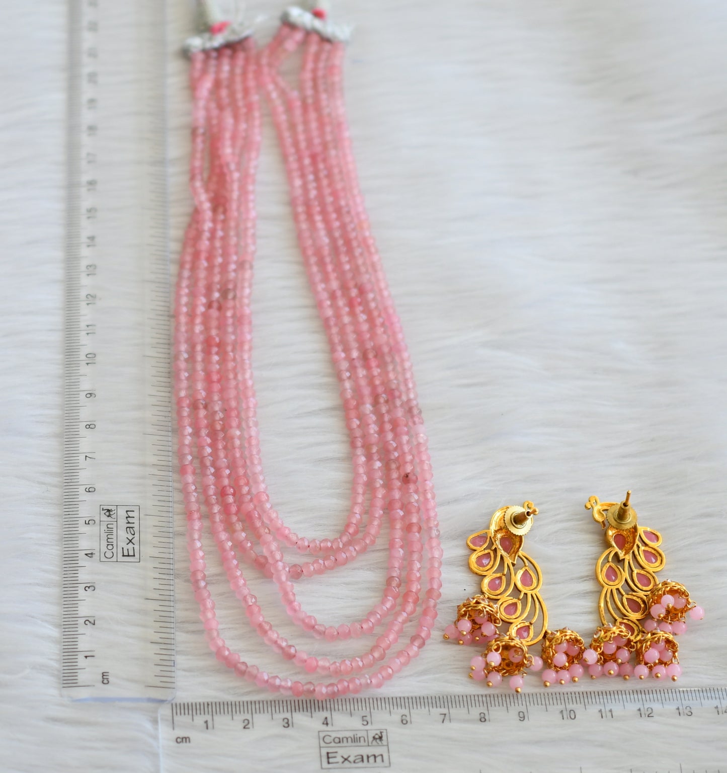 Baby pink multi layer peacock necklace set dj-44957