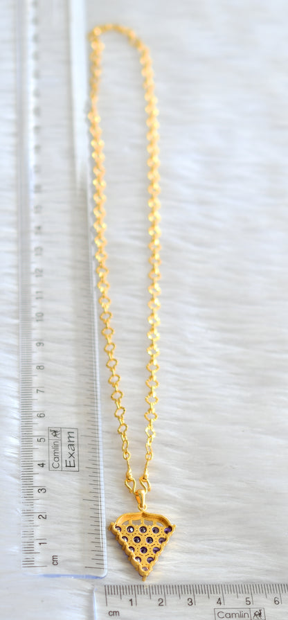 Gold tone 18 inches chain with purple grape pendant dj-43414