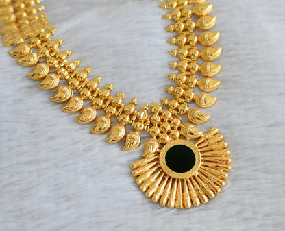 Gold tone green kerala style round mango haar dj-48376