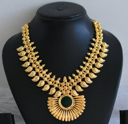 Gold tone green kerala style round mango necklace dj-48377