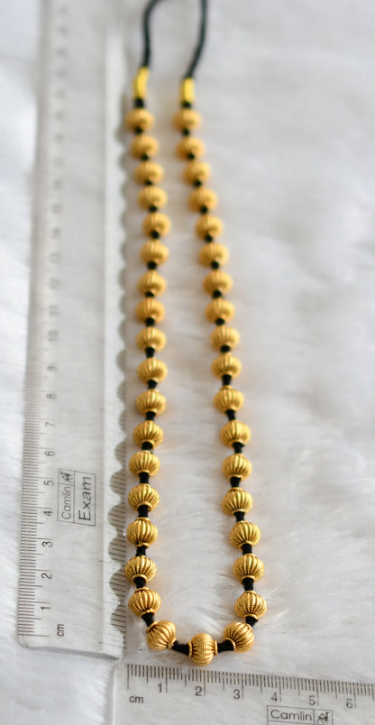 Matte Finish pumpkin beaded Black silk thread Thulasi Mala - DJ30749