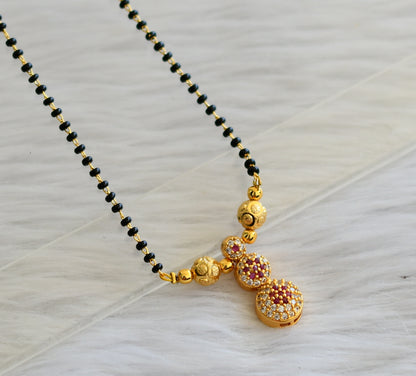 Gold tone ruby-white stone mangalsutra dj-44949