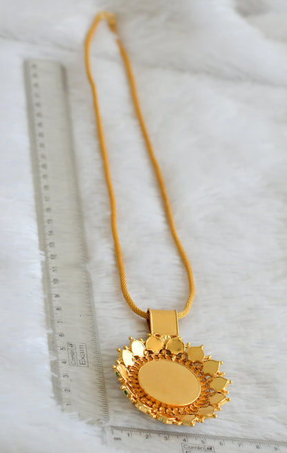 Gold tone pink-green palakka green Krishna Kerala style pendant with chain dj-43164
