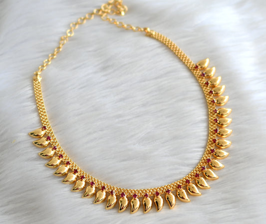 Gold tone kerala style pink mango necklace dj-43441