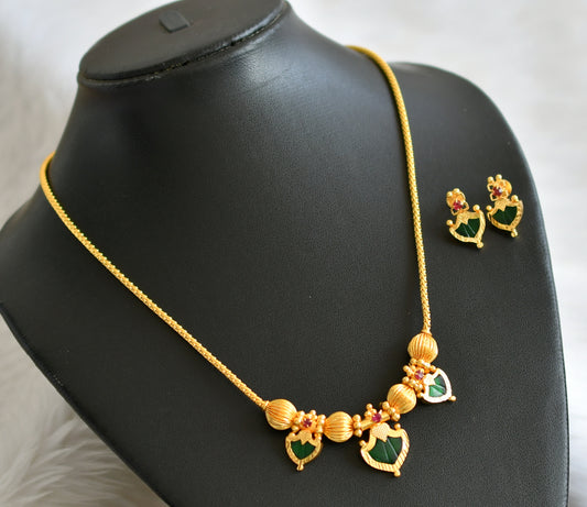 Gold Tone Green Palakka kodi Necklace/chain Set DJ28305