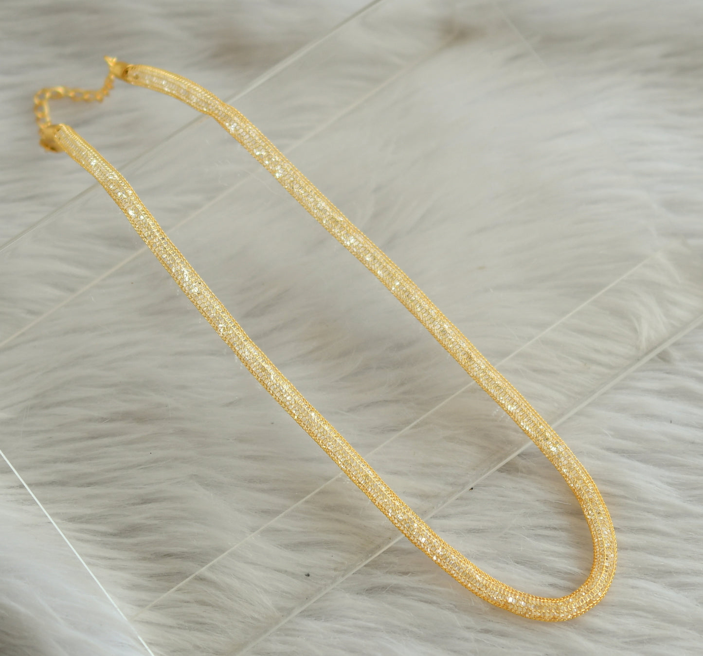 Gold tone CZ stone chain dj-44971