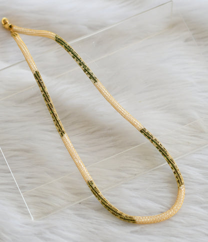 Gold tone green-pearl stone chain dj-44974