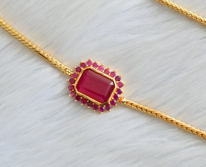 Gold tone ruby block stone mugappu chain dj-42135