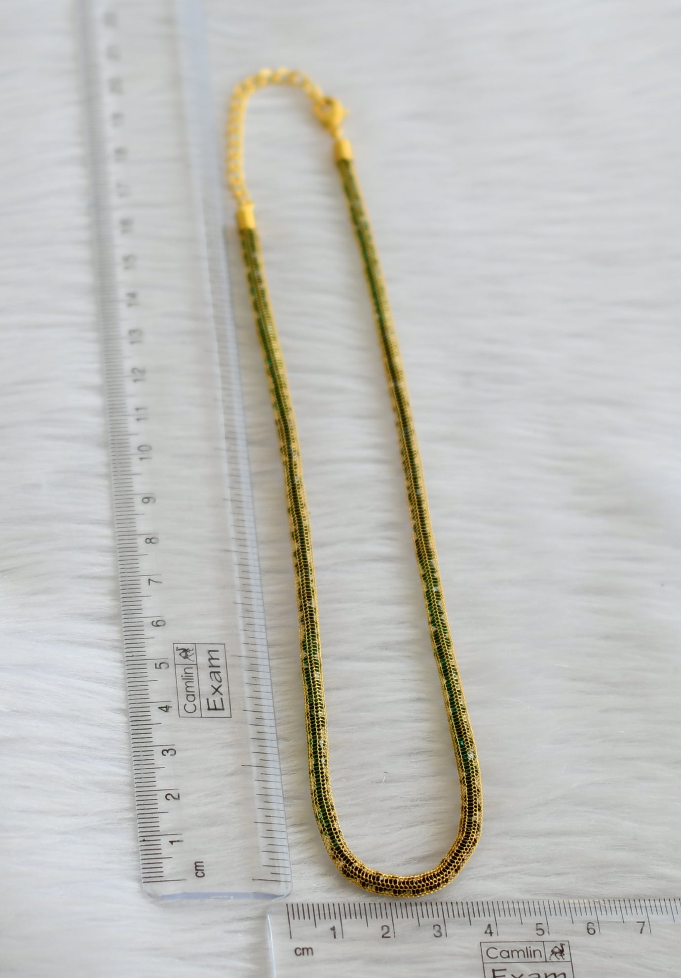 Gold tone green-blue stone chain dj-44976