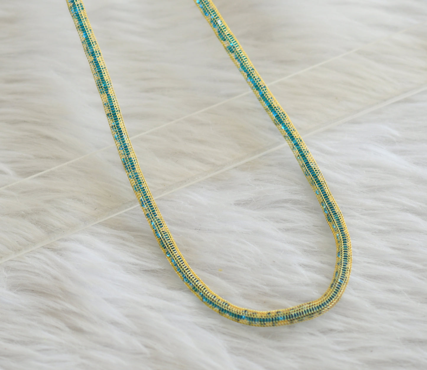 Gold tone sky blue stone chain dj-44973