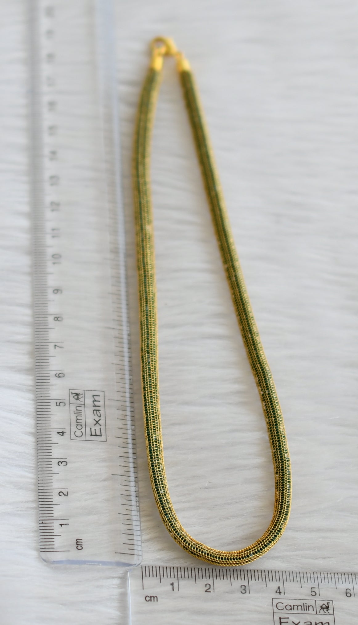 Gold tone green stone chain dj-44979