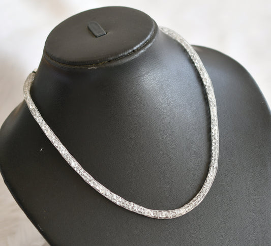 Silver tone cz stone chain dj-44970