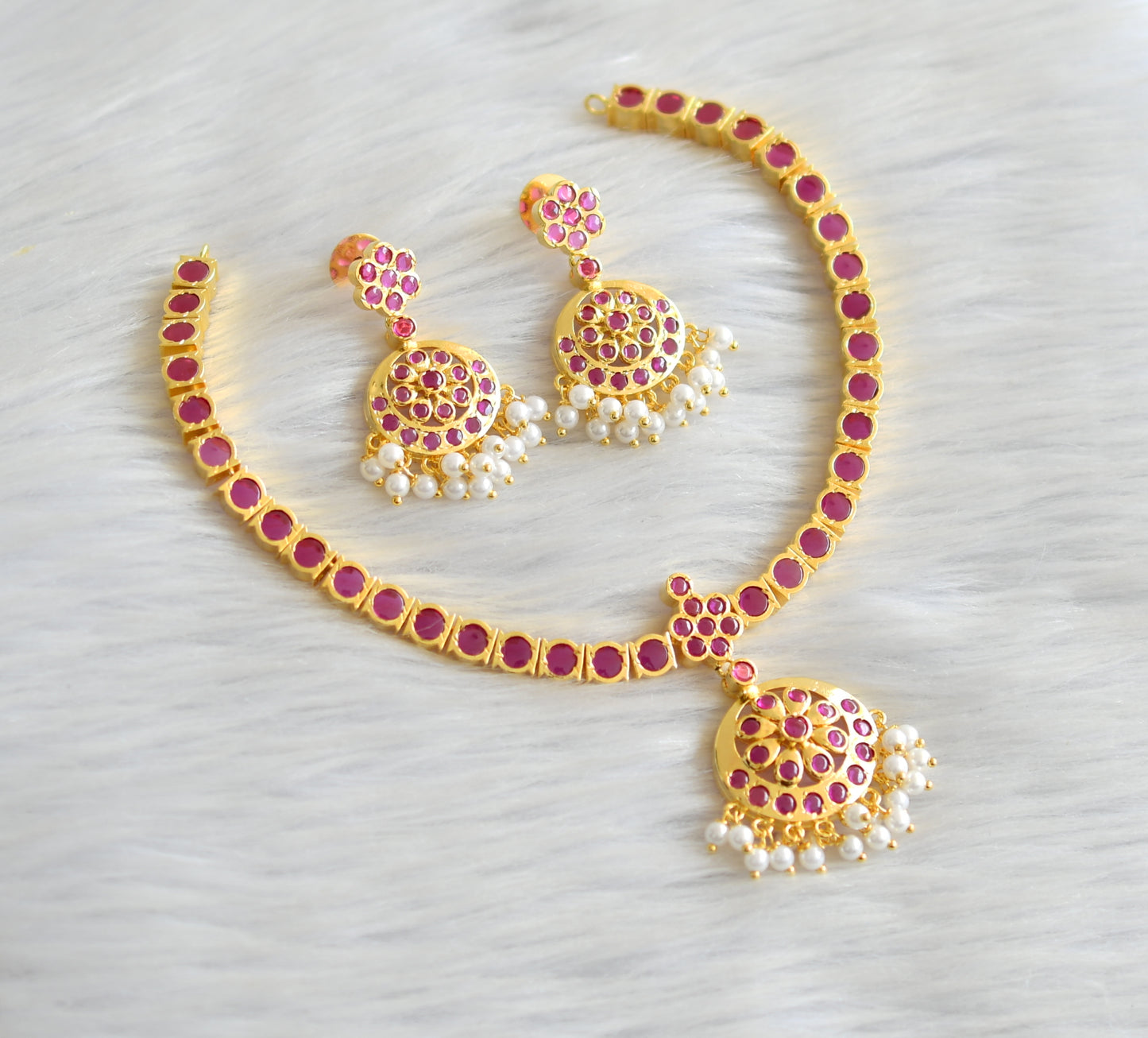 Gold tone south Indian style kemp attigai set dj-34636