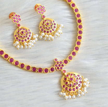 Gold tone south Indian style kemp attigai set dj-34636