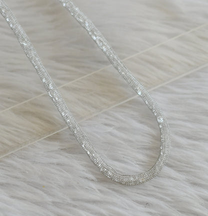 Silver tone cz stone chain dj-44970