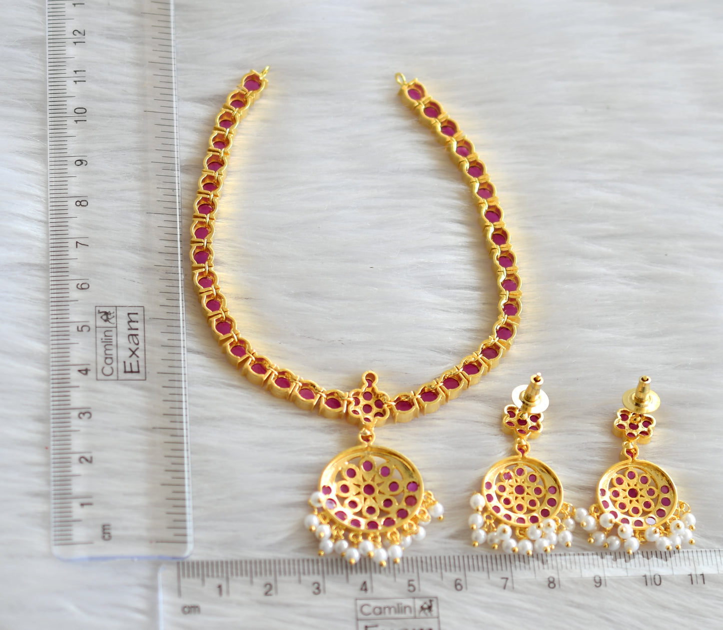 Gold tone south Indian style kemp attigai set dj-34636