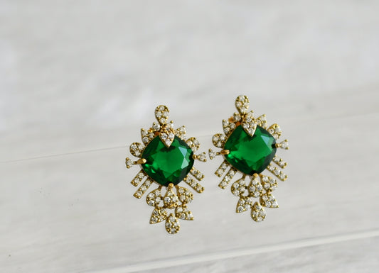 Matte finish cz green earrings dj-48415