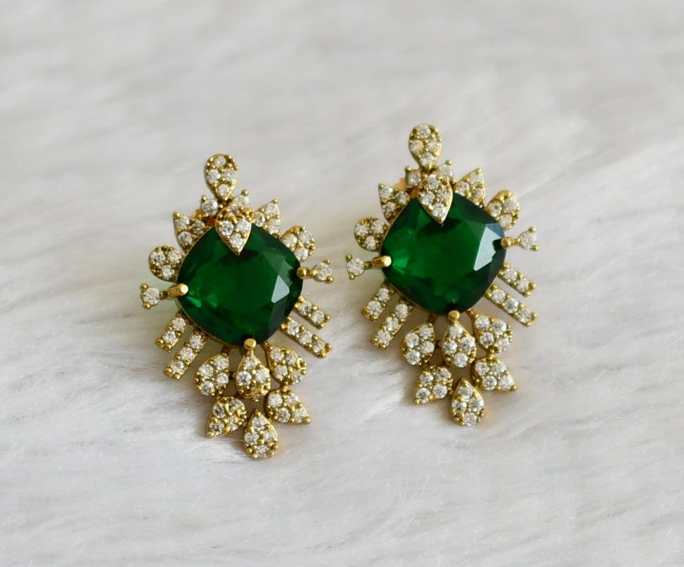 Matte finish cz green earrings dj-48415