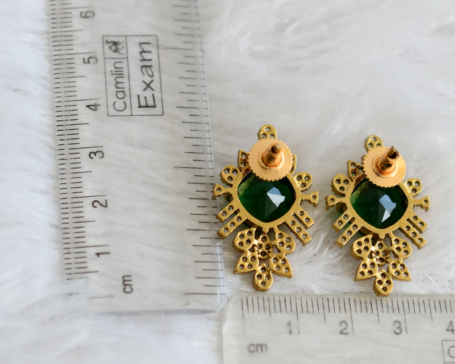 Matte finish cz green earrings dj-48415